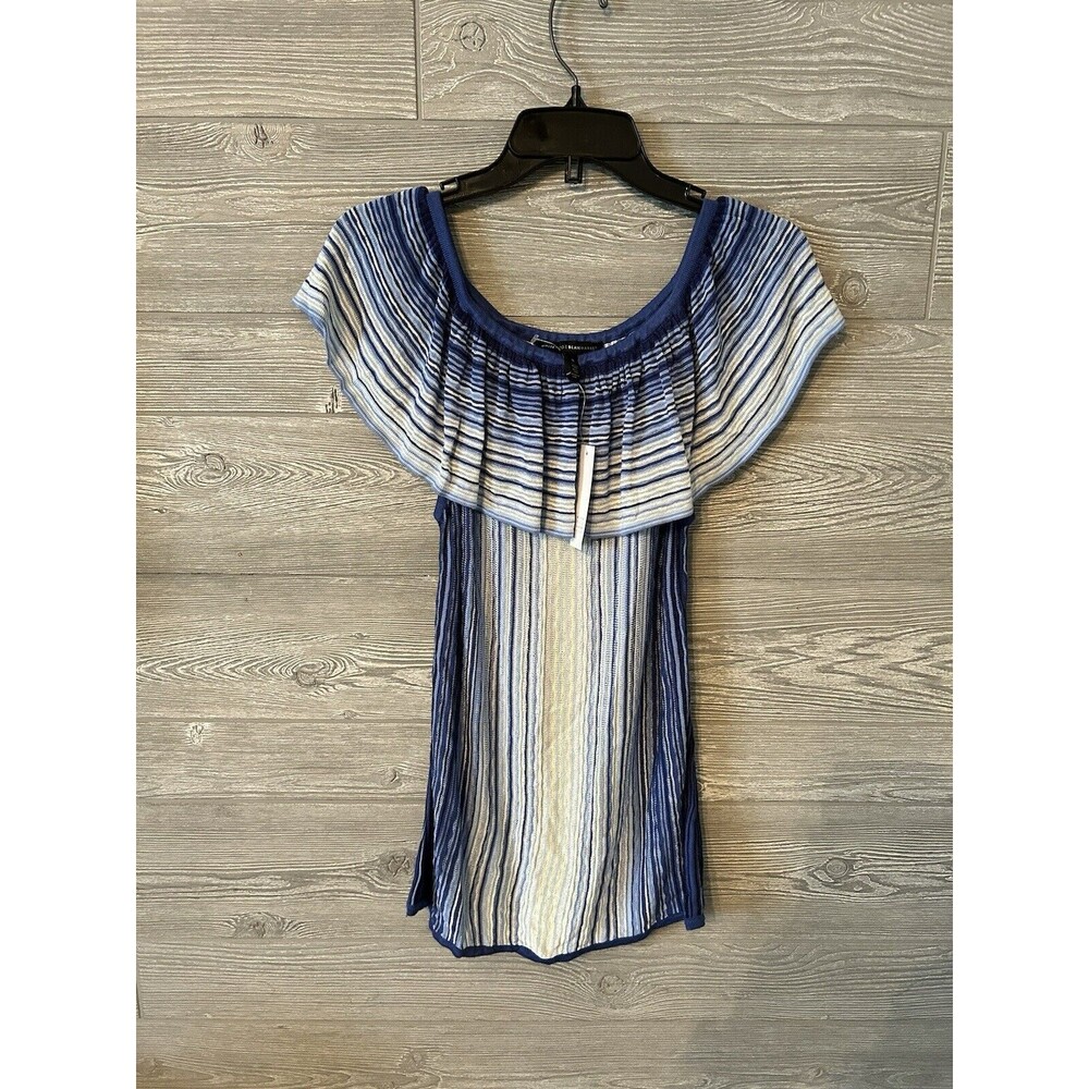 White House Black Market Striped Sleeveless Knit Top Womens Small Blue NWT